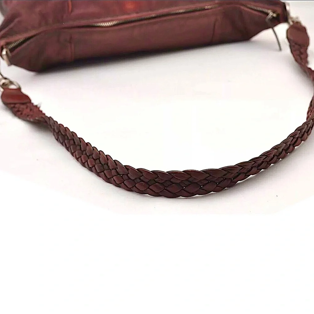 GUCCI Leather Top Zip Overnight Travel Laptop Work Messenger Bag w Woven Strap